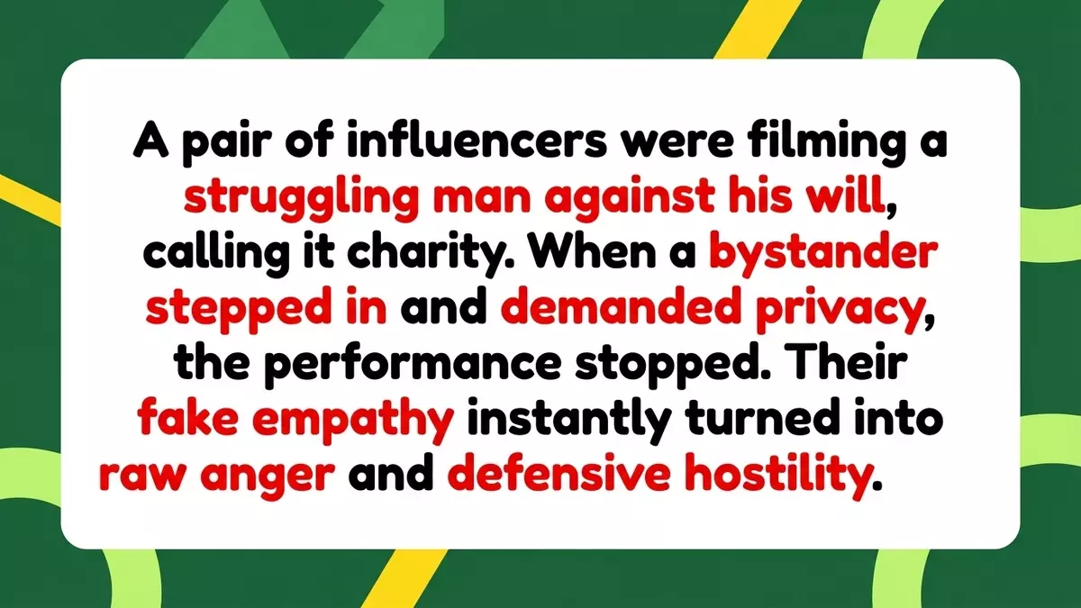 Bystander Shuts Down “Charitable” Influencers Who Refused To Stop Filming An Uncomfortable Homeless Man