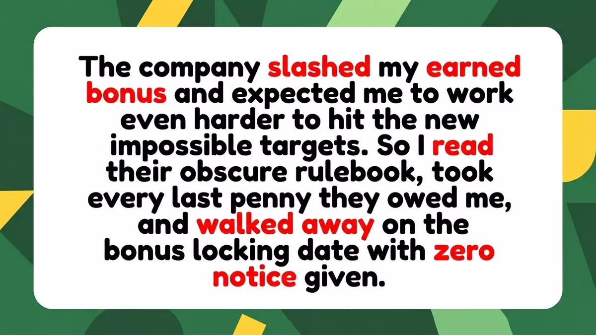Company Tries to Slash Top Performer’s Bonus, So He Uses Their Own Rulebook to Walk Away with Everything